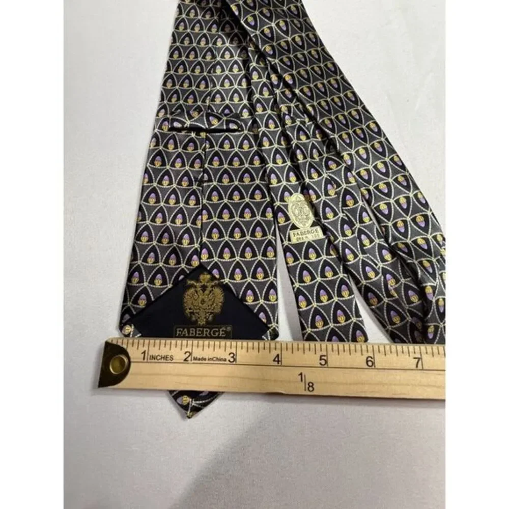 Faberge Mens‎ Silk Necktie Purple Egg Geometric Print Tie